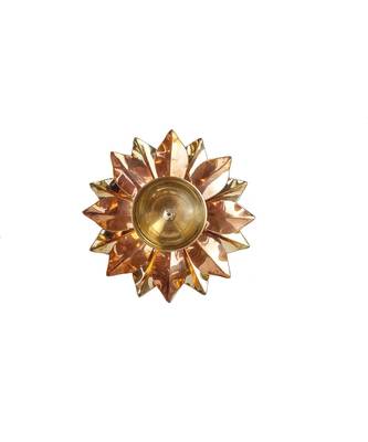 Brass and Copper Kamalpatta Akhand Diya 5 Inch Dia 1