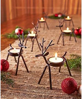 Cute Christmas Reindeer Tealight Holder - 2 pc (Black) Reindeer Shaped tealight Holder 1