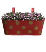 Metal Red Oval Shape Railing Planter ,Railing Flower Garden Pots and Wall Planters for Balcony