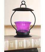 Purple Glass Tealight Candle holder (3.5 X3.5 X 5.3 Inch)