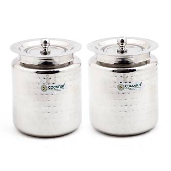 Hammered Ghee Pot / Oil Pot with Lid - Set of 2 Pieces - 200 ML Each 1