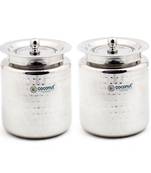 Hammered Ghee Pot / Oil Pot with Lid - Set of 2 Pieces - 300 ML Each