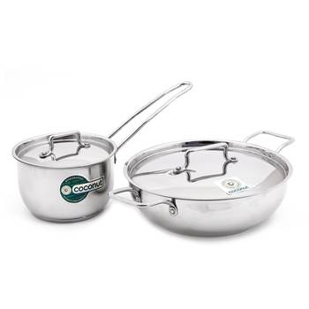 Sauce Pan & Kadai with Lids - Thick Triply Bottom - 1000ML & 1500ML - Set of 2 1