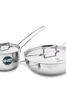 Sauce Pan & Kadai with Lids - Thick Triply Bottom - 1000ML & 1500ML - Set of 2