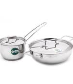 Sauce Pan & Kadai with Lids - Thick Triply Bottom (Sandwich Bottom)- 1500ML & 2000ML - Set of 2