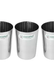 Coconut Stainless Steel B7 Amitabh Water Glasses - Set of 3 (200 ML Each Glass)