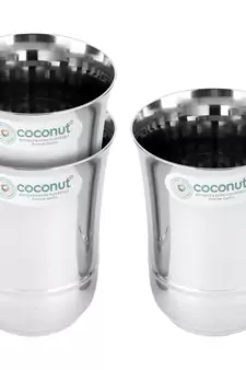 Coconut Stainless Steel B2 Plain Water Glasses - Set of 3 - Capacity - 300ML Each Glass