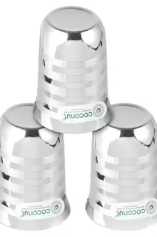 Coconut Stainless Steel A1 Water Glasses - Set of 3 - Capacity - 350ML Each Glass