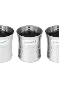Coconut Stainless Steel A14 Nexa Hammered Glasses - Set of 3 - Capacity - 250 ML Each Glass