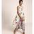 Payal Singhal Cream Printed Art Crepe Ruffle Off Shoulder Top with Black Art Crepe Low Crotch Pant