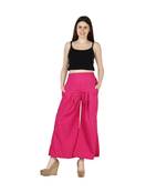 Women's magenta plain Cotton palazzo pants