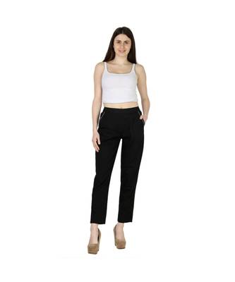 Women's black plain Cotton palazzo pants 1