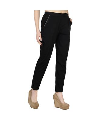 Women's black plain Cotton palazzo pants 3