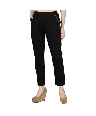 Women's black plain Cotton palazzo pants 4