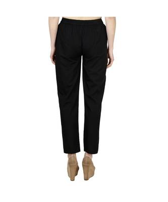 Women's black plain Cotton palazzo pants 5