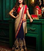 Gold embroidered georgette saree with blouse