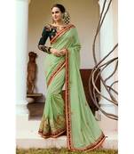   light green embroidered georgette saree with blouse