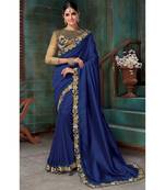 Blue embroidered georgette saree with blouse