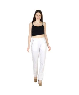 Women's white plain Cotton palazzo pants 1