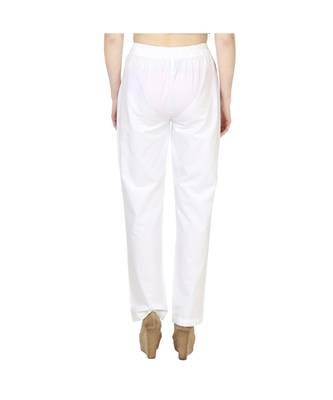Women's white plain Cotton palazzo pants 5