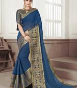 Light blue woven chiffon saree with blouse