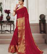 Maroon woven chiffon saree with blouse
