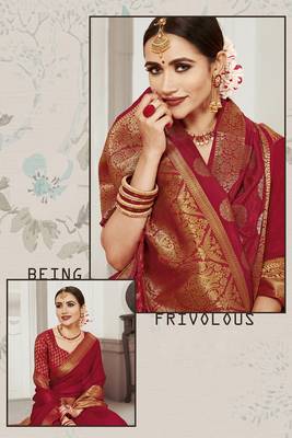 Maroon woven chiffon saree with blouse 2