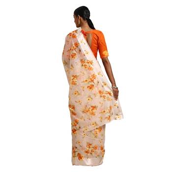 Kvsfab Cream Color Cotton Digital Print Saree 2