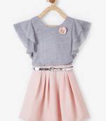 Grey plain lycra cotton kids-frocks