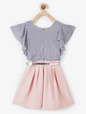 Grey plain lycra cotton kids-frocks 2