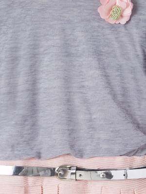 Grey plain lycra cotton kids-frocks 3