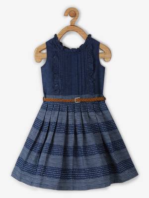 Blue printed cotton kids-frocks 1