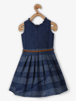 Blue printed cotton kids-frocks 2