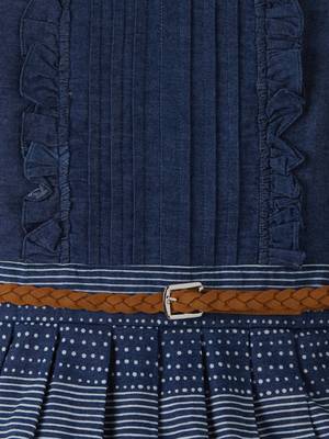 Blue printed cotton kids-frocks 3