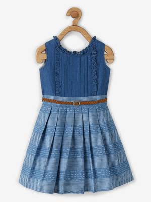 Blue printed cotton kids-frocks 1