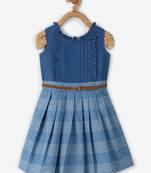 Blue printed cotton kids-frocks