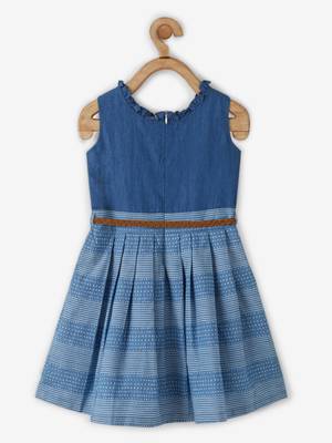 Blue printed cotton kids-frocks 2