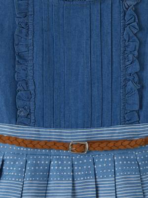 Blue printed cotton kids-frocks 3