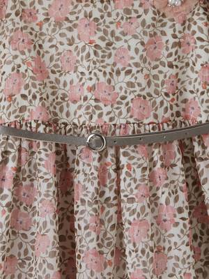 Beige printed georgette kids-frocks 3