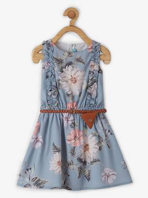 Blue printed georgette kids-frocks 1