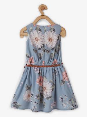 Blue printed georgette kids-frocks 2