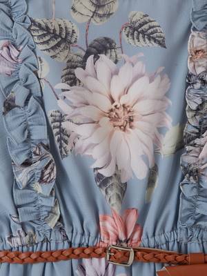 Blue printed georgette kids-frocks 3