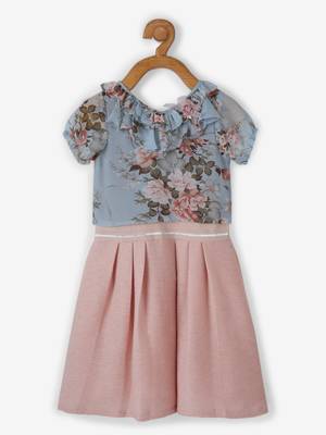 Blue printed cotton kids-frocks 1