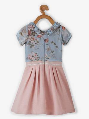 Blue printed cotton kids-frocks 2