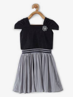 Blue plain georgette kids-frocks 1