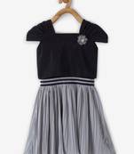 Blue plain georgette kids-frocks