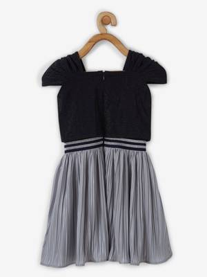 Blue plain georgette kids-frocks 2
