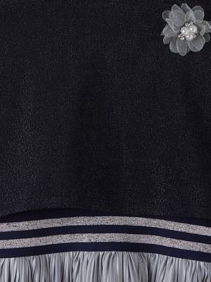 Blue plain georgette kids-frocks 3