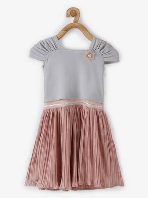 Silver plain georgette kids-frocks 1