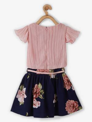 Pink printed cotton kids-frocks 2